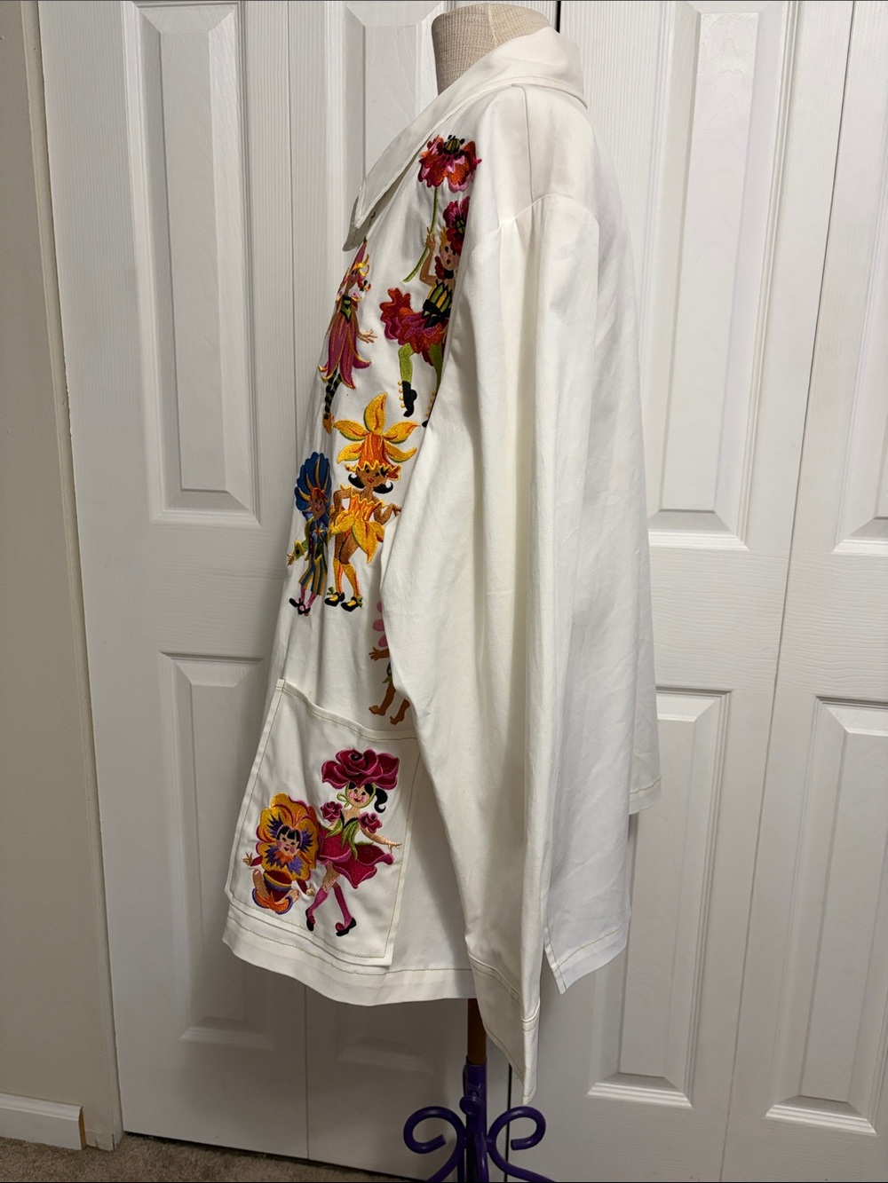 Bob Mackie Wearable “Parade of the Flowers” White Full-Zip Embroidered Jacket - Picture 8 of 16